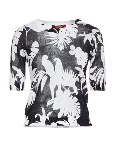 Max Mara Patterned Knit Short Sleeve Top In Black