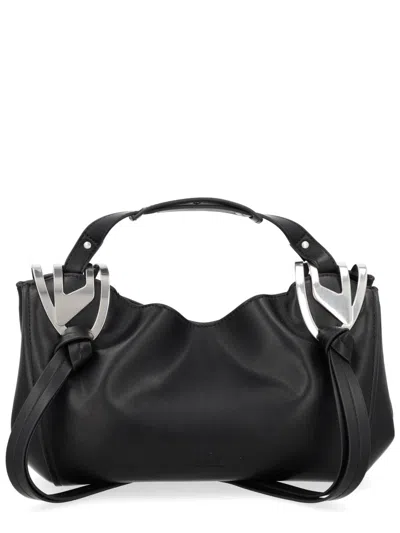 Diesel Leather Knot D Structured Handbag Top Handle In Black