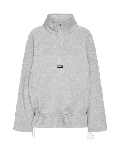 Rotate Birger Christensen Half Zip Light Grey Melange Scuba Jacket In Gray