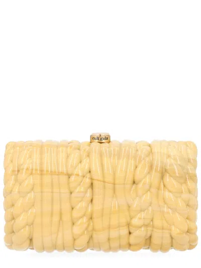 Cult Gaia Chain Strap Rectangular Clutch Twisted Design In Yellow