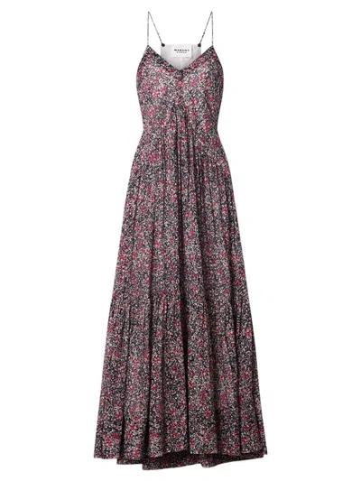Isabel Marant Étoile Sabba Cotton Floral Printed Dress In Brown