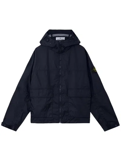 Stone Island Neutral Technical Fabric Sleeve Patch Jacket In Blue