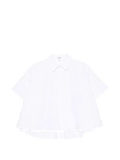 Loewe Logo-embroidered Cotton-poplin Shirt In White