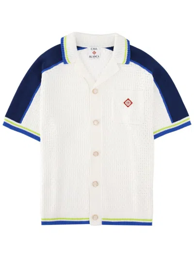 Casablanca Contrasting Trims Chest Pocket Logo-embroidered Short-sleeve Button-up Shirt In Multi