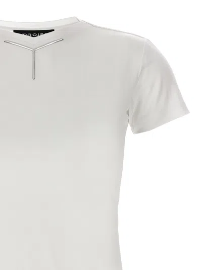 Y/project Logo-plaque Viscose T-shirt In White