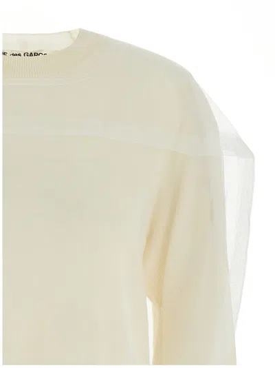 Comme Des Garçons Sheer Overlay Mesh Pullover In Neutral