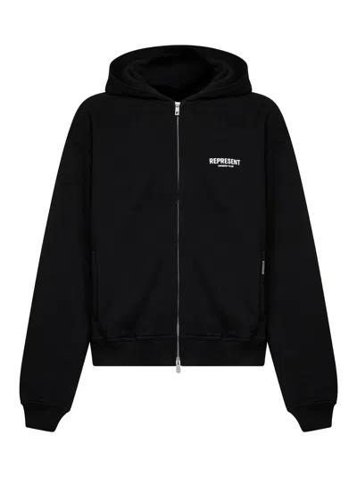 Represent Mens Black Owners Club Brand-print Relaxed-fit Cotton-jersey Hoody Xxl In Black
