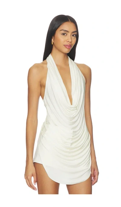 Lapointe Draped Cowl Neck Top In White