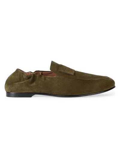 Givenchy Label Loafers In Suede In Green