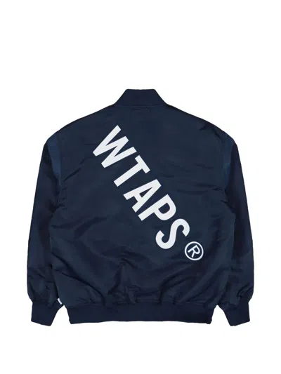 Wtaps Logo-printed Bomber Jacket In Blue