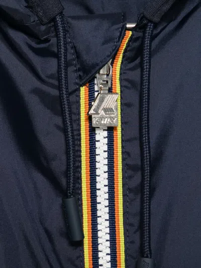 K-way Logo-patch Zip-up Jacket In Blue