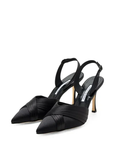 Manolo Blahnik Vieraslipla Crossover-strap Slingback Pumps In Black