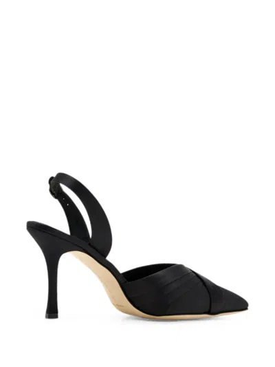 Manolo Blahnik Vieraslipla Crossover-strap Slingback Pumps In Black
