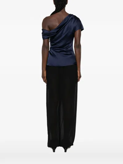Simkhai One-shoulder Draped Top In Blue