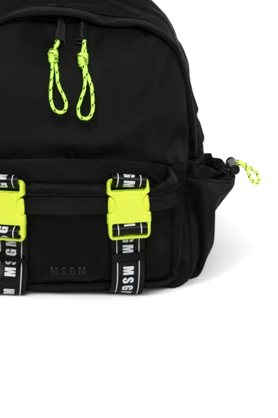 Msgm Logo-strap Backpack In Black
