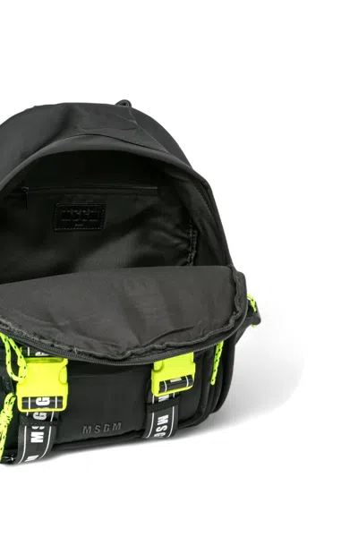 Msgm Logo-strap Backpack In Black
