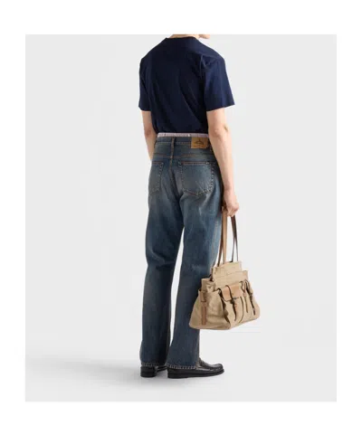 Prada Cotton T-shirt In Blue