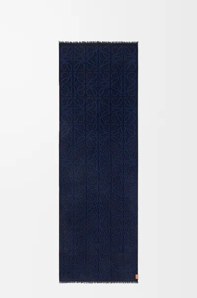 Loewe Wool Rectangular Scarf In Blue