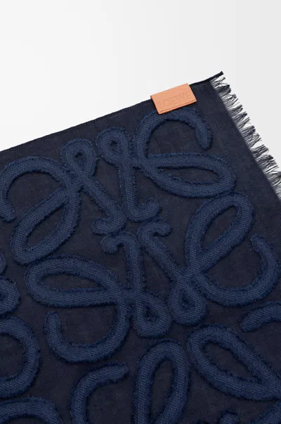 Loewe Wool Rectangular Scarf In Blue