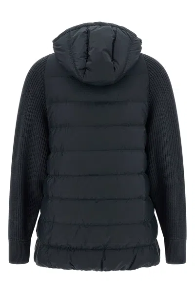 Brunello Cucinelli Shiny Zipped Pull Down Jacket In Blue