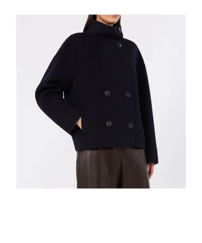 Max Mara Double-breasted Coat In Blue