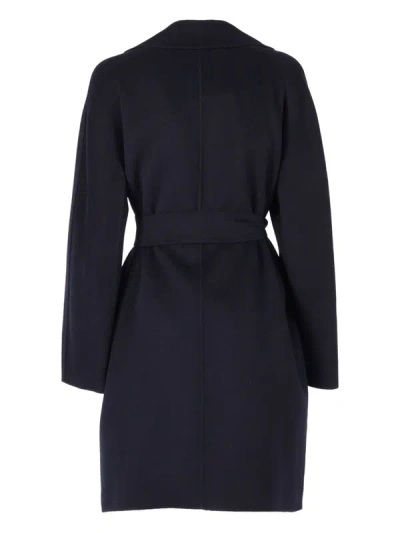 Max Mara Long Sleeve Coat In Blue