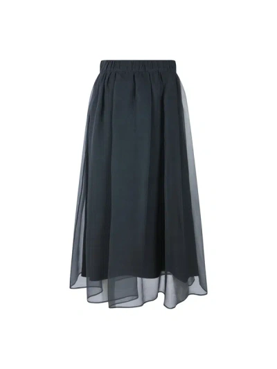Brunello Cucinelli Flared Midi Skirt In Blue