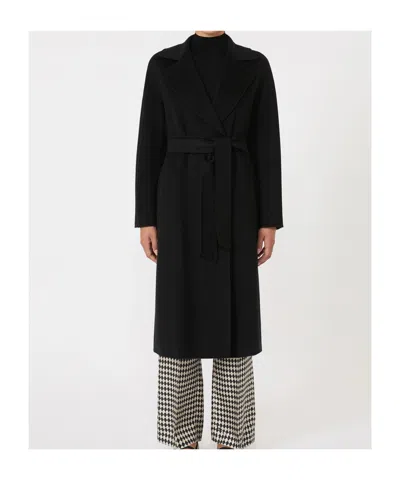 Max Mara Collared Long-sleeved Coat In Black