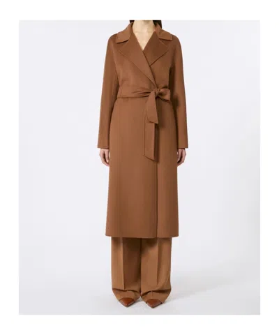 Max Mara Collared Long-sleeved Coat In Brown