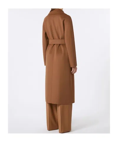 Max Mara Collared Long-sleeved Coat In Brown
