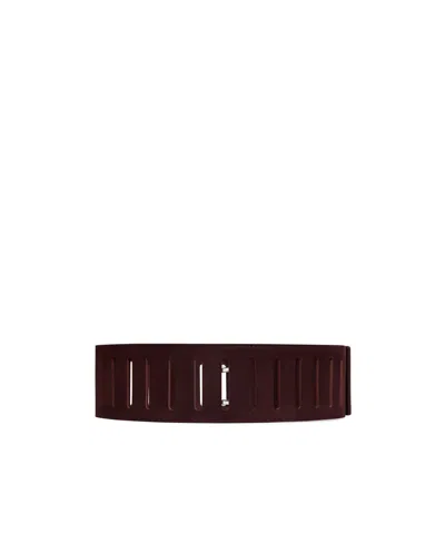 Alaïa Rectangular Large Belt In Nubuck In Burgundy