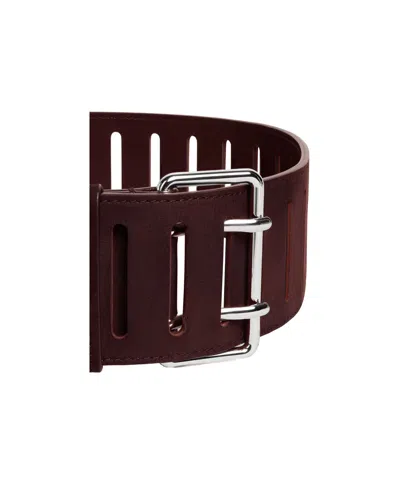 Alaïa Rectangular Large Belt In Nubuck In Burgundy