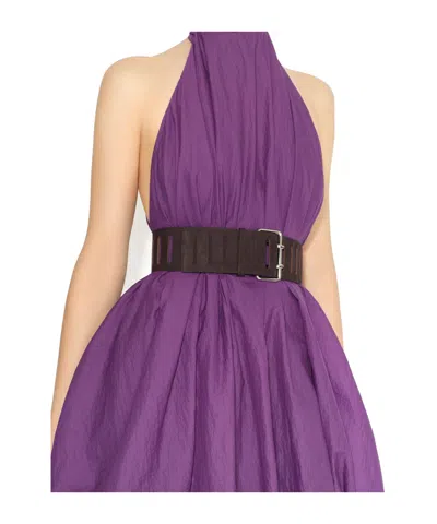 Alaïa Rectangular Large Belt In Nubuck In Burgundy
