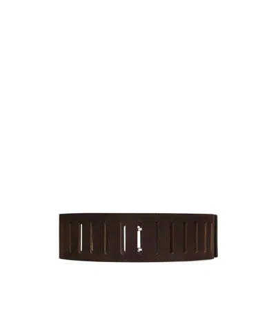 Alaïa Leather Rectangular Buckle Belt In Brown