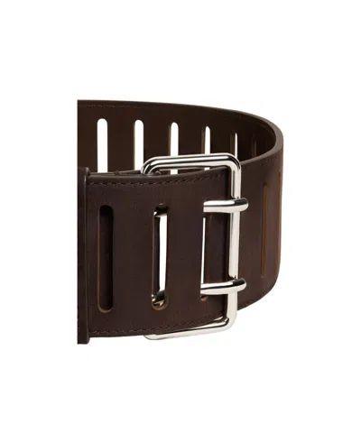 Alaïa Leather Rectangular Buckle Belt In Brown