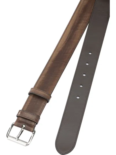 Prada Leather Belt In Gray
