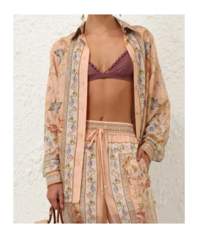 Zimmermann Womens Pink Tapestry Floral Roselight Printed Silk Shirt In Gold