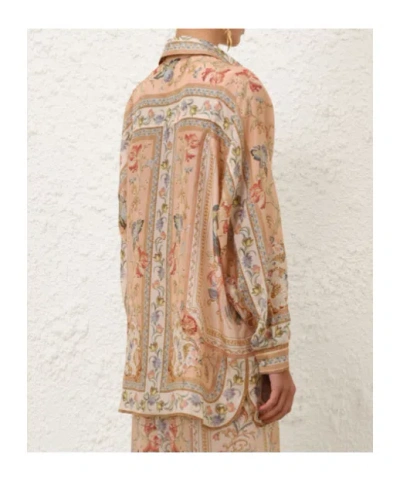 Zimmermann Womens Pink Tapestry Floral Roselight Printed Silk Shirt In Gold