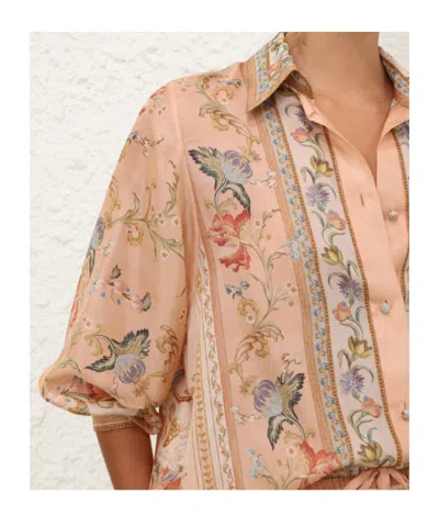 Zimmermann Womens Pink Tapestry Floral Roselight Printed Silk Shirt In Gold