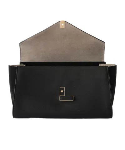 Valextra Iside Editor Top Handle Medium Bag In Black