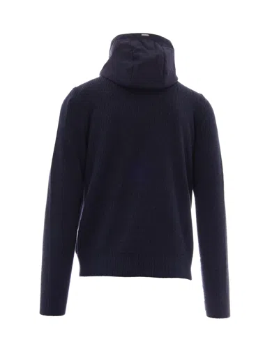 Herno Drawstring Hoodie In Blue