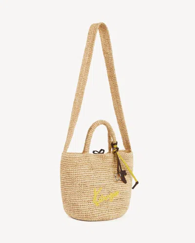Kenzo Mini Raffia Handbag With Drawstring Closure In Nude