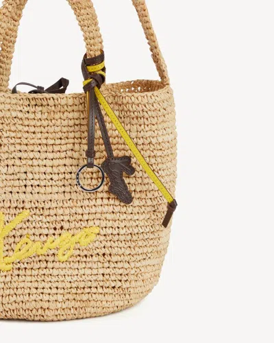 Kenzo Mini Raffia Handbag With Drawstring Closure In Nude