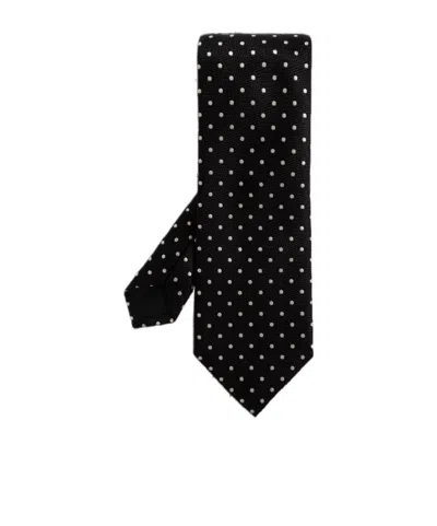 Tom Ford Polka Dot Pointed Tip Tie In Black