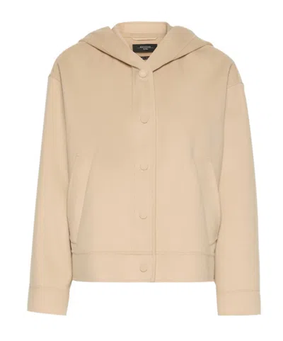 Weekend Max Mara Hooded Coat Long Sleeves Front Pockets In Brown