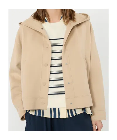 Weekend Max Mara Hooded Coat Long Sleeves Front Pockets In Brown
