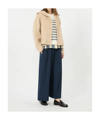 Weekend Max Mara Hooded Coat Long Sleeves Front Pockets In Brown