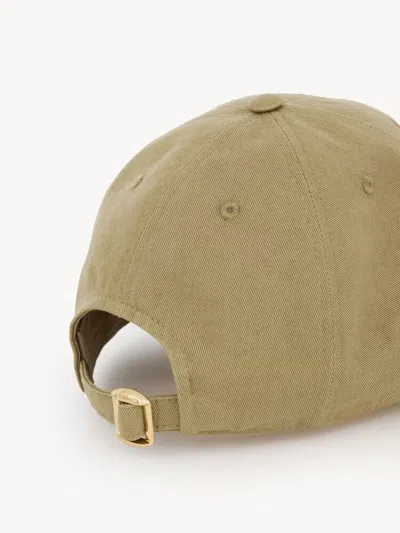 Chloé Deep Khaki Logo Baseball Hat In Green