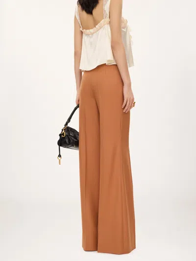 Chloé Chloe Women Pantalone Dalla Gamba Ampia In Cotone Mattone In Brown