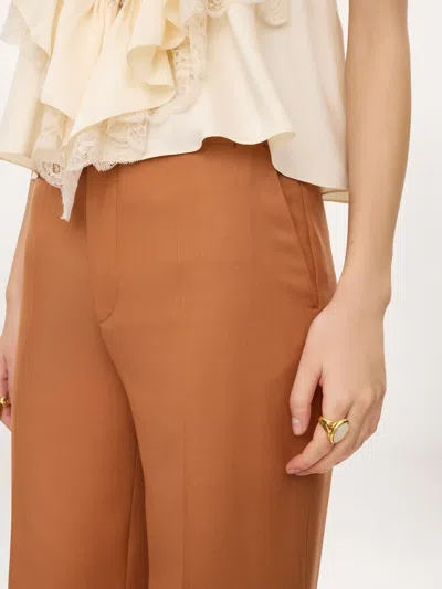 Chloé Chloe Women Pantalone Dalla Gamba Ampia In Cotone Mattone In Brown